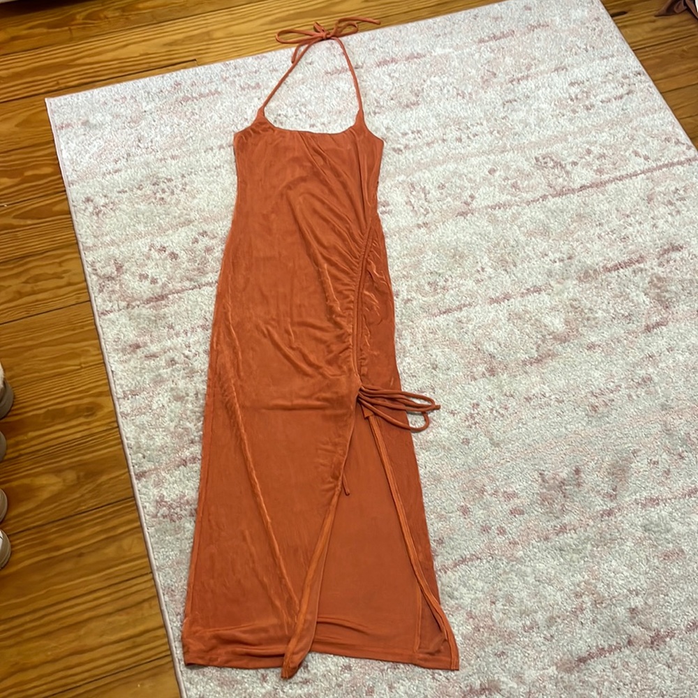 MIDI burnt orange dress. Worn once!